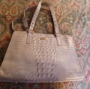 Brahmin Ivory Off White Leather Shoulder Bag Purse Handbag Crocodile